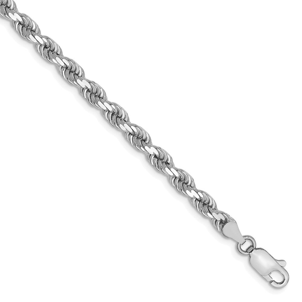 4mm, 14k White Gold, Diamond Cut Solid Rope Chain Bracelet, Item C8179-B by The Black Bow Jewelry Co.