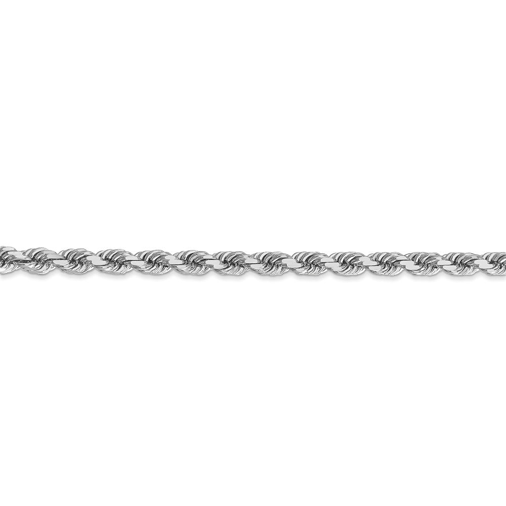 Alternate view of the 4mm, 14k White Gold, Diamond Cut Solid Rope Chain Bracelet by The Black Bow Jewelry Co.