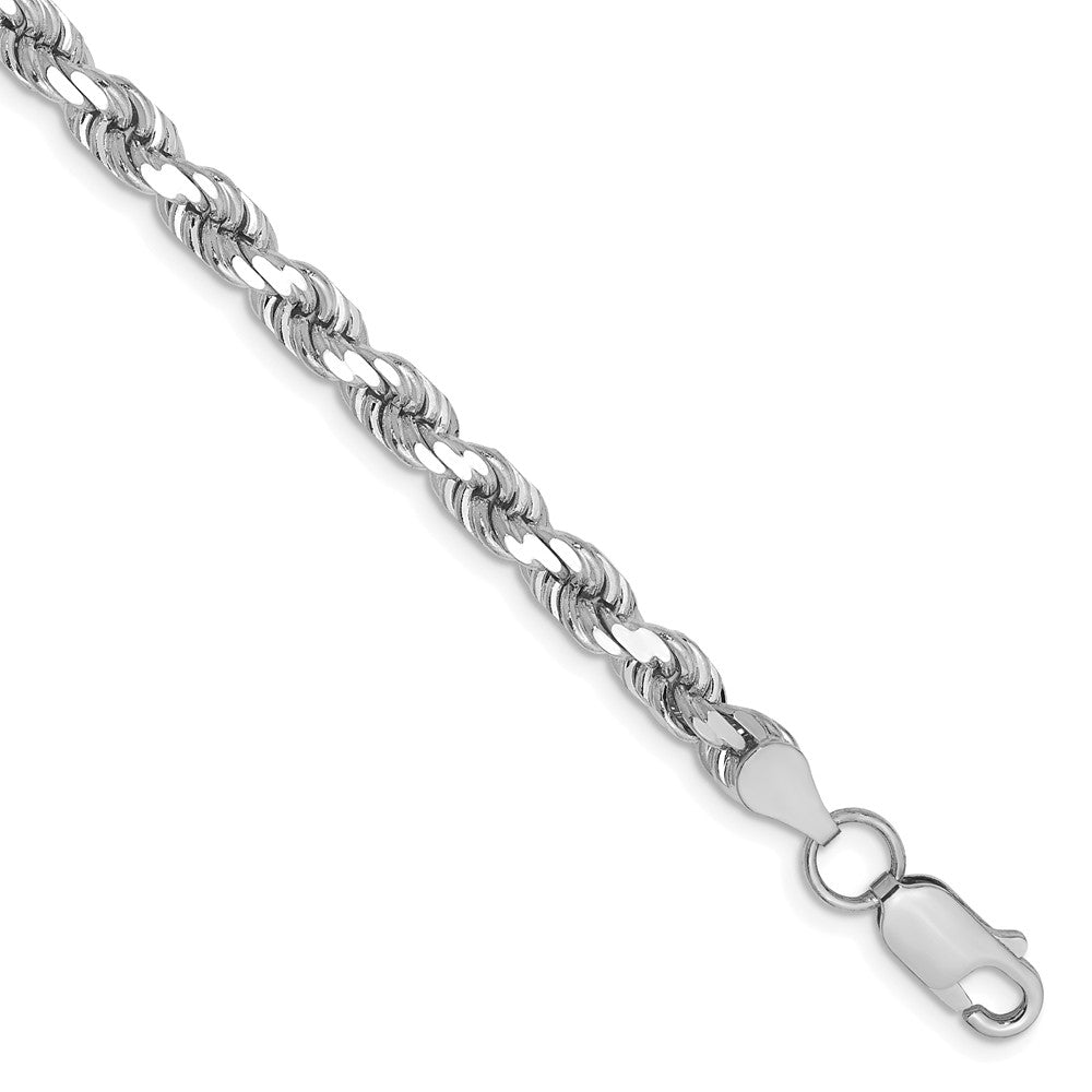 4.5mm, 14k White Gold, Diamond Cut Solid Rope Chain Bracelet, Item C8180-B by The Black Bow Jewelry Co.