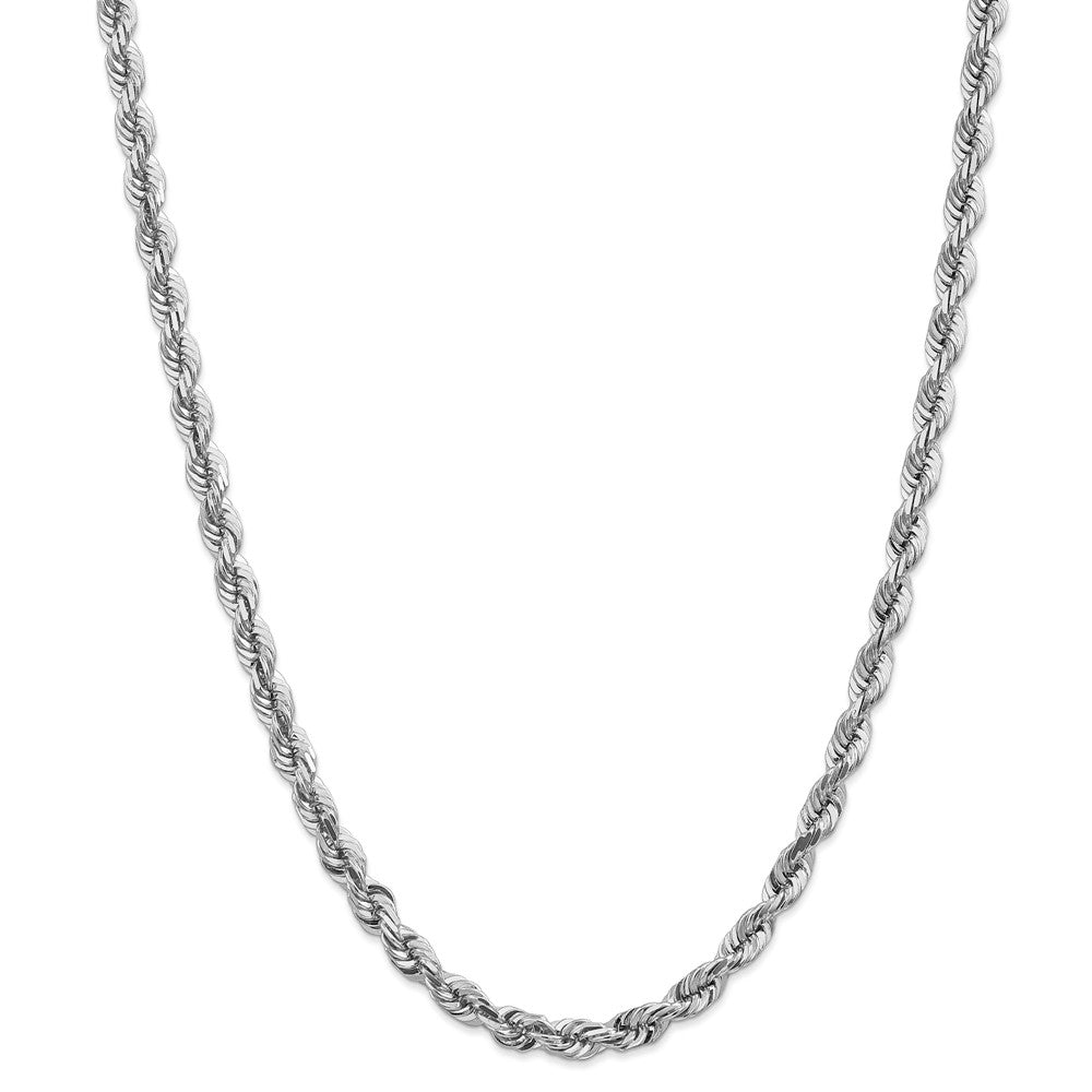 Alternate view of the 5.5mm, 14k White Gold, Diamond Cut Solid Rope Chain Necklace by The Black Bow Jewelry Co.