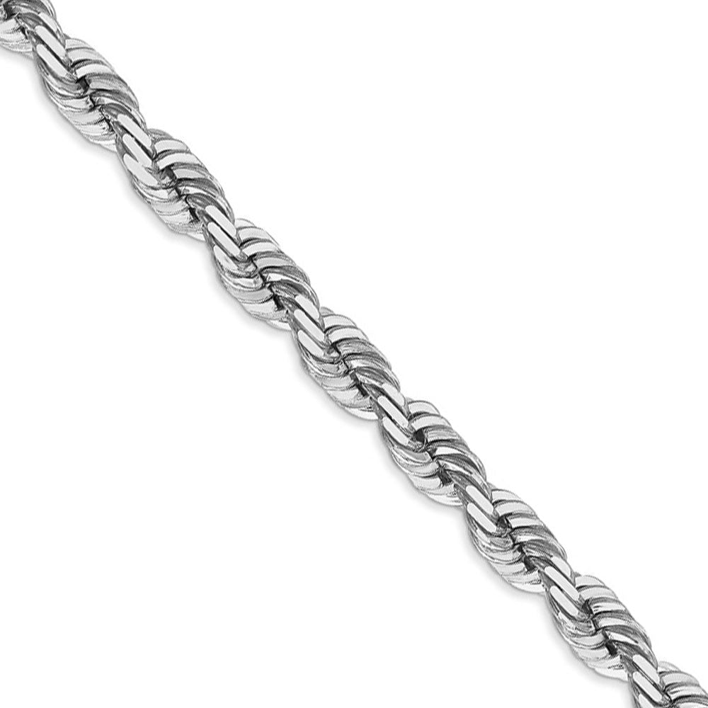 5.5mm, 14k White Gold, Diamond Cut Solid Rope Chain Necklace