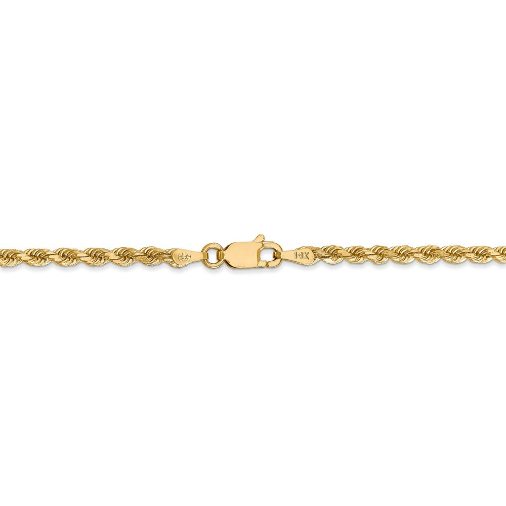 Alternate view of the 2.75mm 14k Yellow Gold, D/C Solid Rope Chain Anklet or Bracelet by The Black Bow Jewelry Co.
