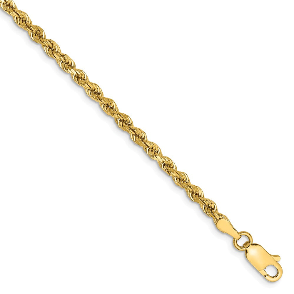 2.75mm 14k Yellow Gold, D/C Solid Rope Chain Anklet or Bracelet