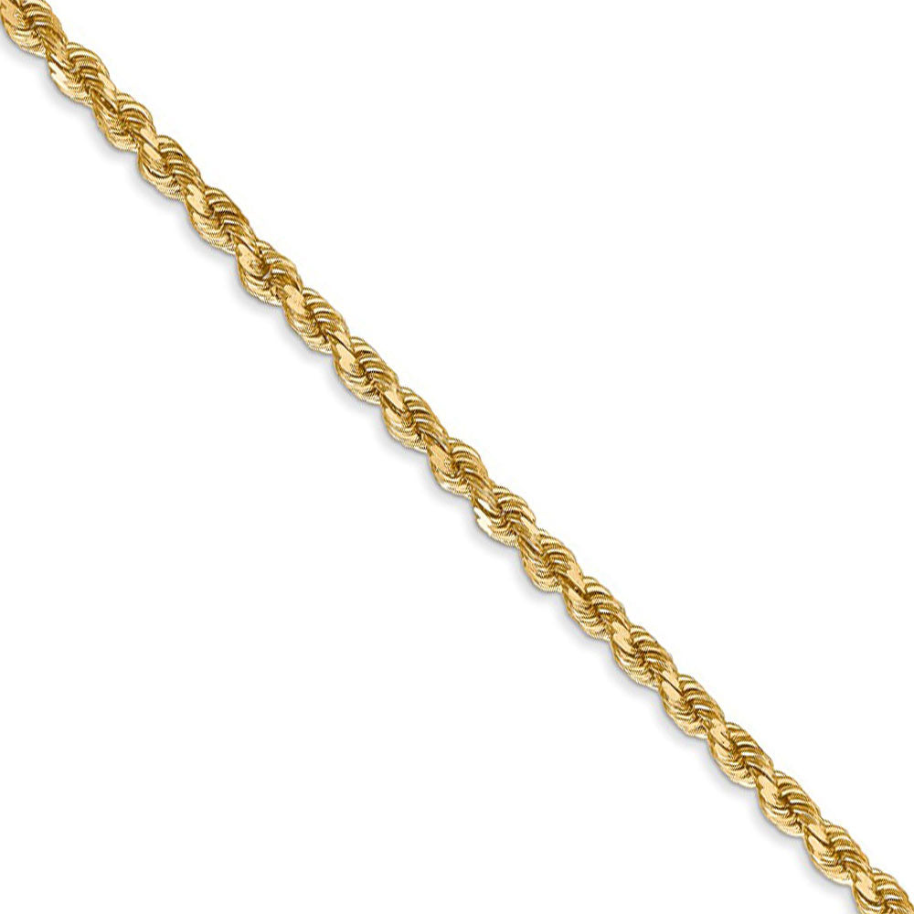 2.75mm 14k Yellow Gold, Diamond Cut Solid Rope Chain Necklace