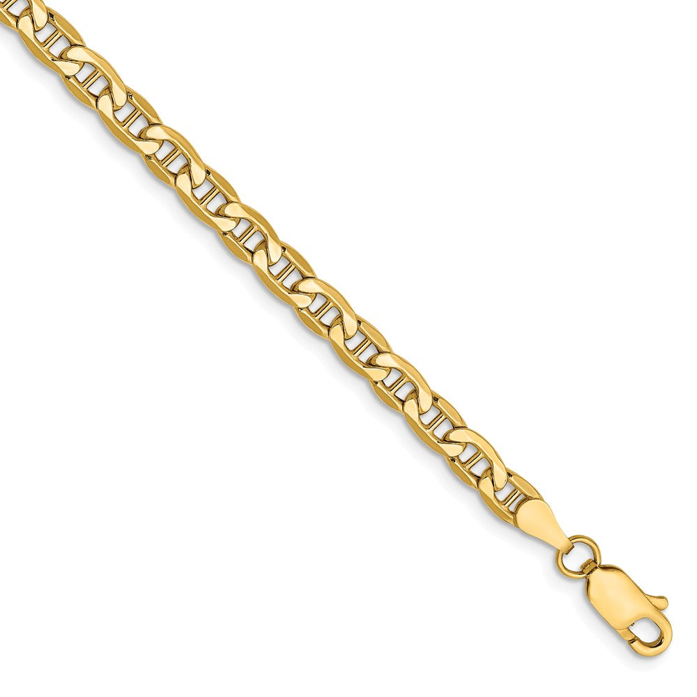 4mm, 14k Yellow Gold, Hollow Anchor Link Chain Bracelet, Item C8212-B by The Black Bow Jewelry Co.