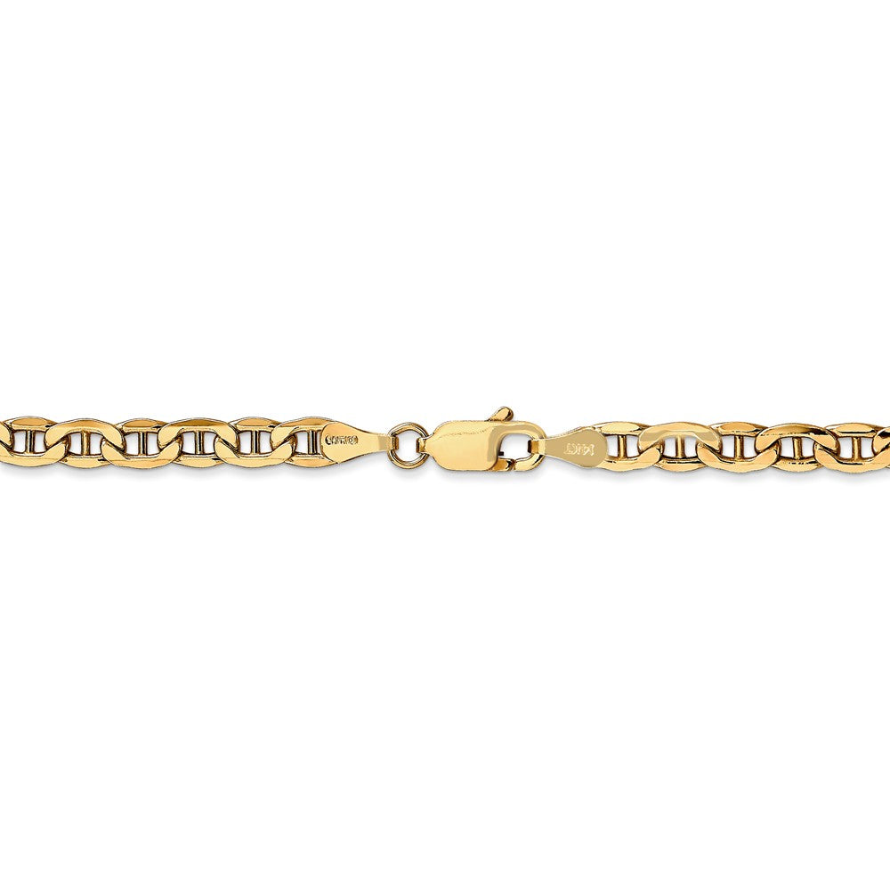 Alternate view of the 4mm, 14k Yellow Gold, Hollow Anchor Link Chain Bracelet by The Black Bow Jewelry Co.
