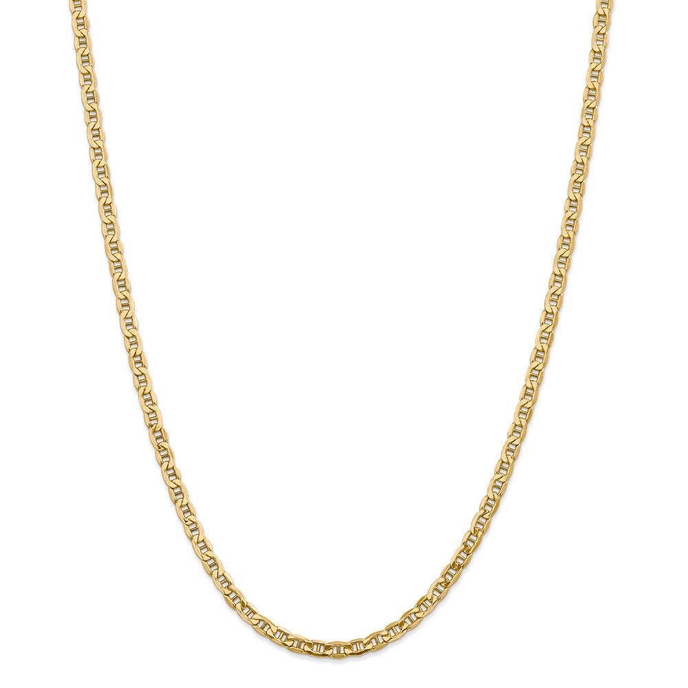 Alternate view of the 4mm, 14k Yellow Gold, Hollow Anchor Link Chain Necklace by The Black Bow Jewelry Co.