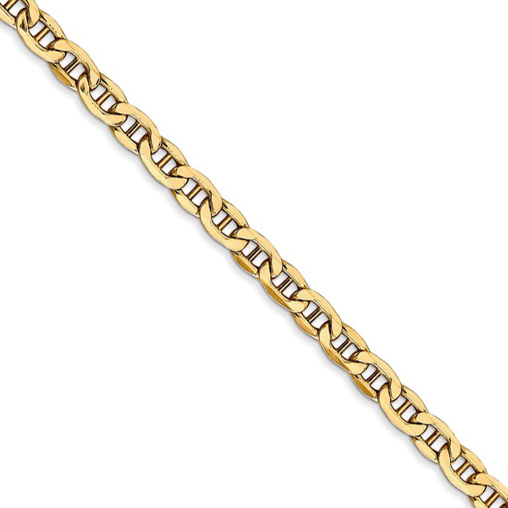 4mm, 14k Yellow Gold, Hollow Anchor Link Chain Necklace