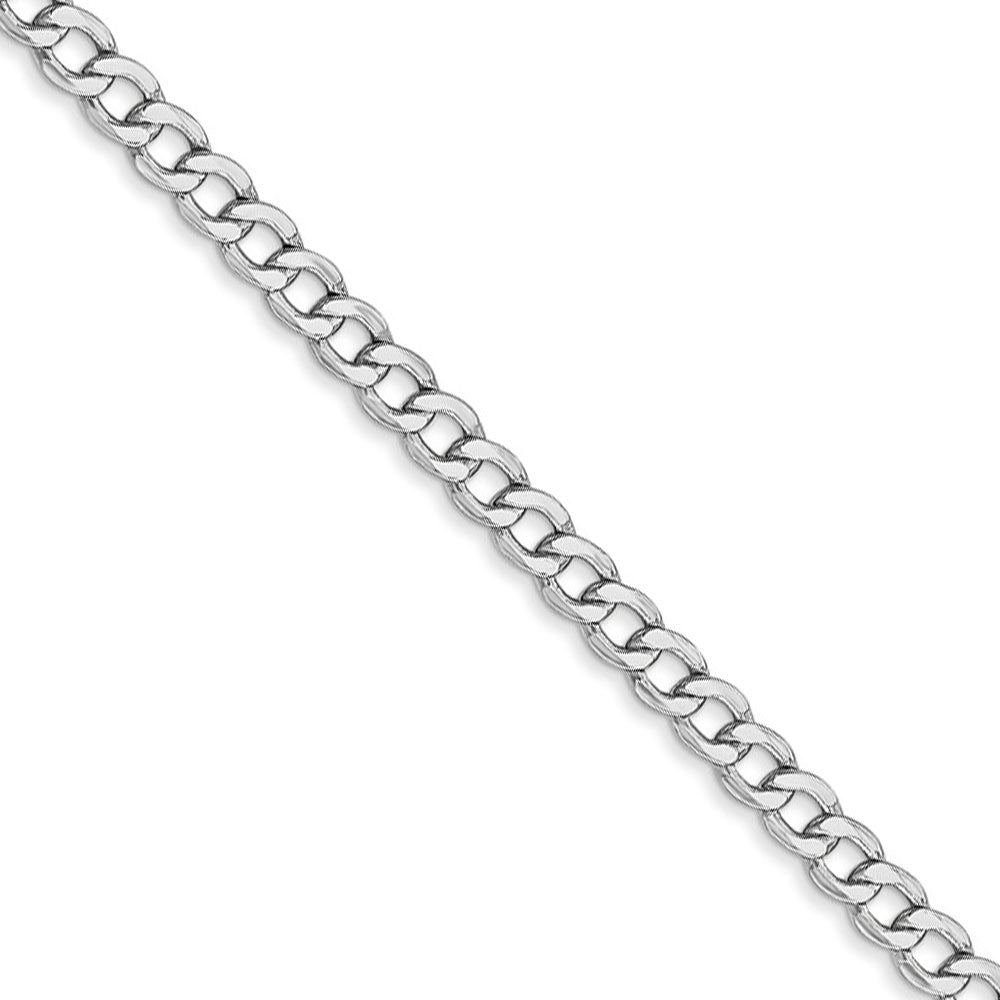 3.35mm, 14K White Gold, Hollow Curb Link Chain Necklace