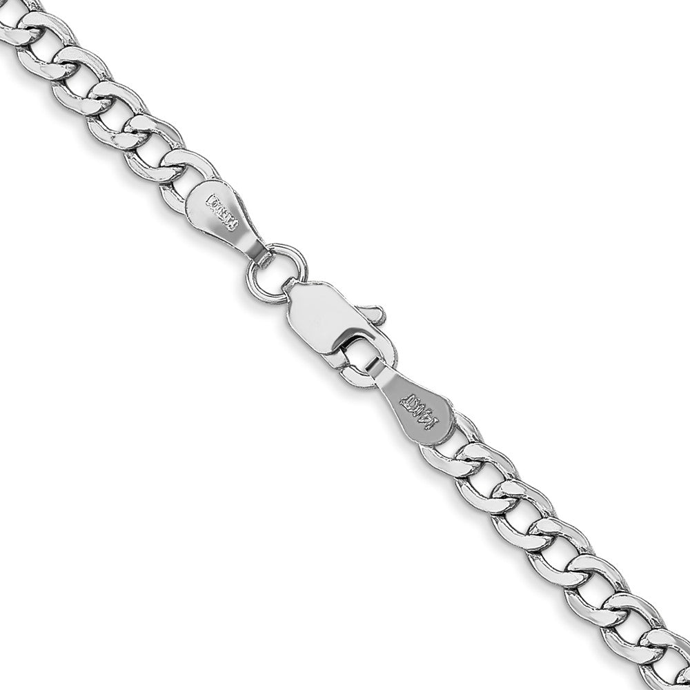 Alternate view of the 3.35mm, 14K White Gold, Hollow Curb Link Chain Necklace by The Black Bow Jewelry Co.