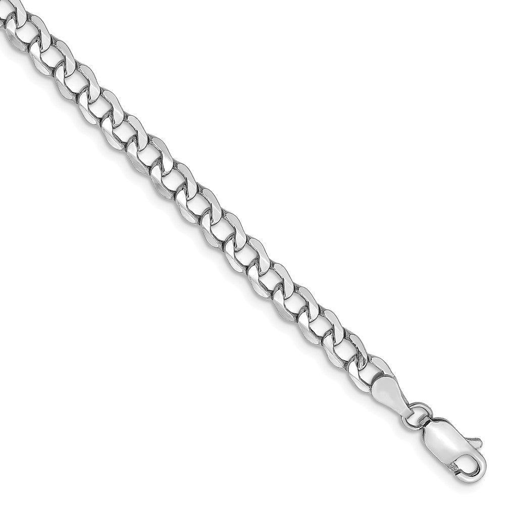4.3mm, 14k White Gold, Hollow Curb Link Chain Bracelet, Item C8216-B by The Black Bow Jewelry Co.