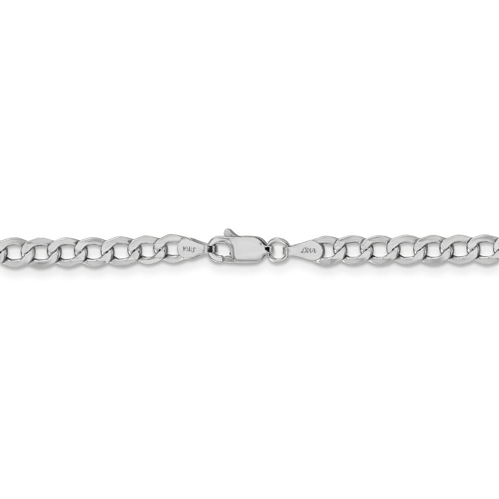 Alternate view of the 4.3mm, 14k White Gold, Hollow Curb Link Chain Bracelet by The Black Bow Jewelry Co.
