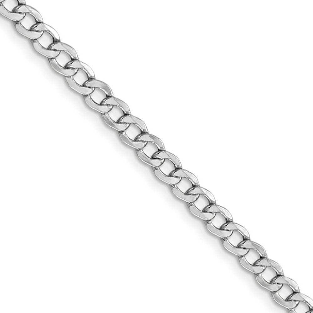 4.3mm, 14K White Gold, Hollow Curb Link Chain Necklace
