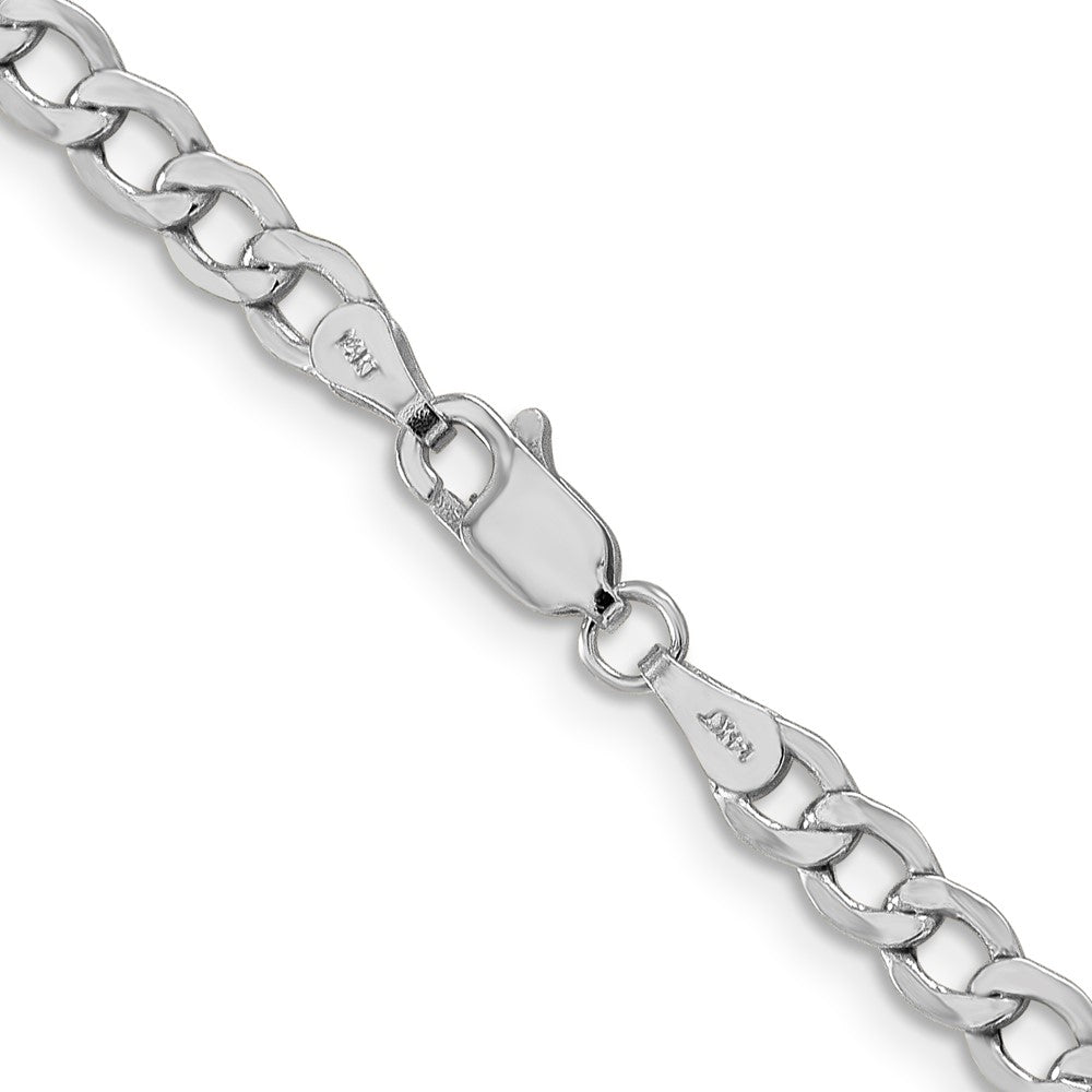 Alternate view of the 4.3mm, 14K White Gold, Hollow Curb Link Chain Necklace by The Black Bow Jewelry Co.