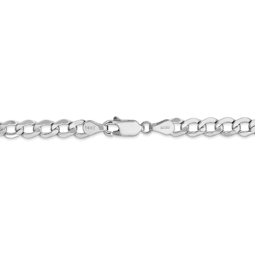 Alternate view of the 5.25mm, 14k White Gold, Hollow Curb Link Chain Bracelet by The Black Bow Jewelry Co.