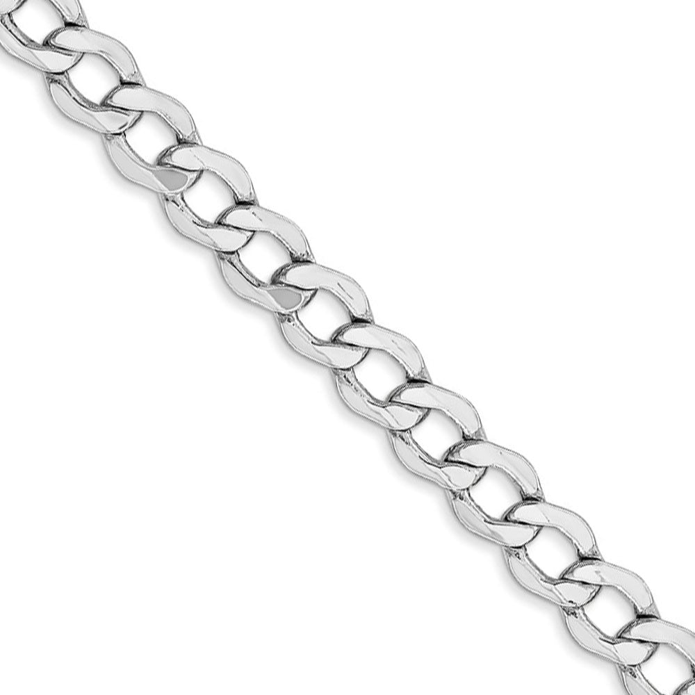 5.25mm, 14K White Gold, Hollow Curb Link Chain Necklace