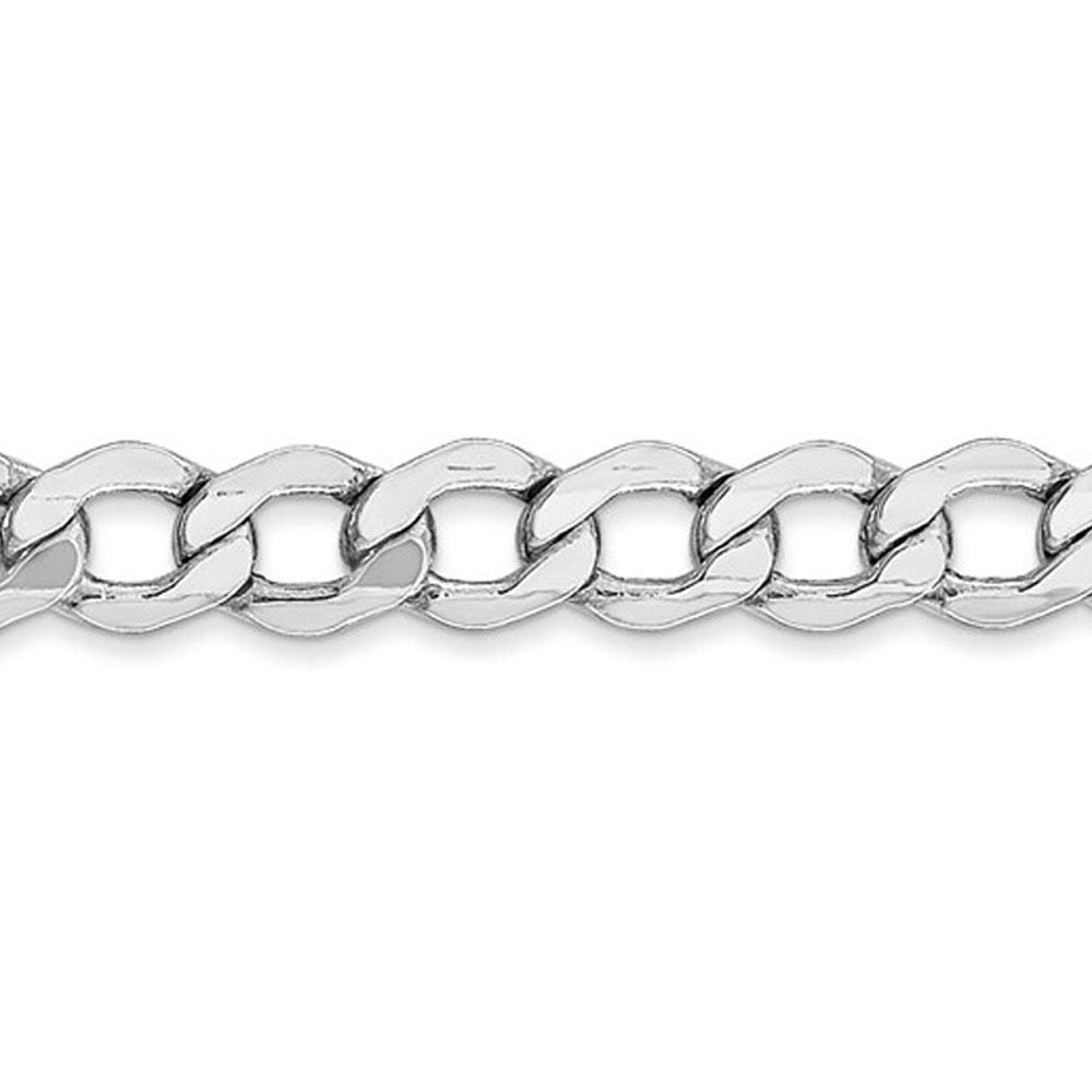 Alternate view of the 5.25mm, 14K White Gold, Hollow Curb Link Chain Necklace by The Black Bow Jewelry Co.
