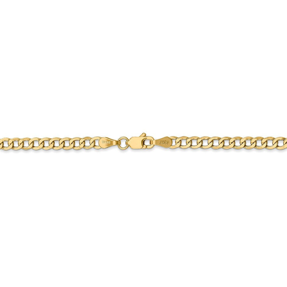 Alternate view of the 3.35mm, 14k Yellow Gold, Hollow Curb Link Chain Bracelet by The Black Bow Jewelry Co.