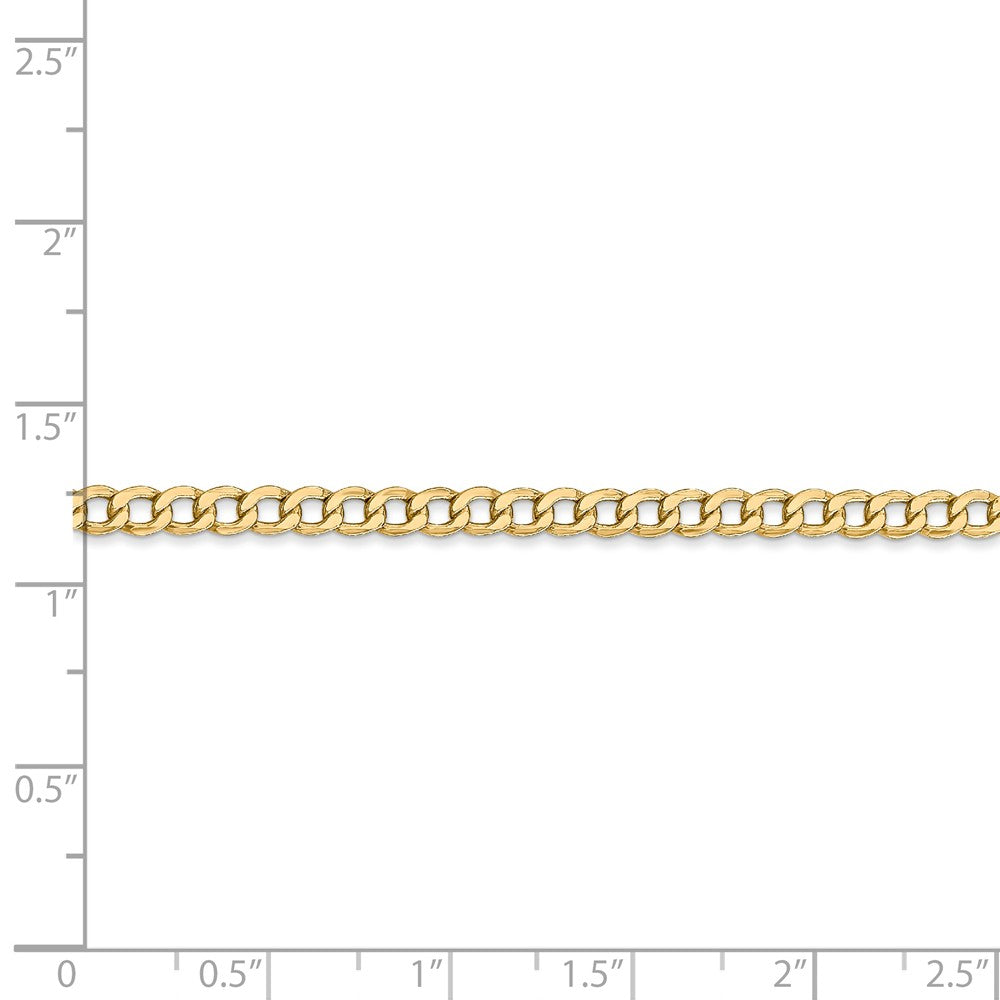 Alternate view of the 3.35mm, 14k Yellow Gold, Hollow Curb Link Chain Bracelet by The Black Bow Jewelry Co.