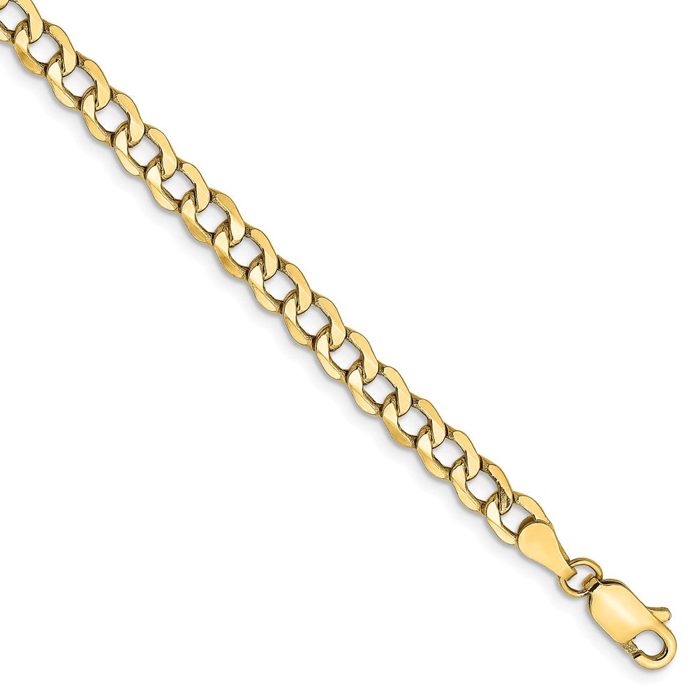 4.3mm, 14k Yellow Gold, Hollow Curb Link Chain Bracelet, Item C8219-B by The Black Bow Jewelry Co.