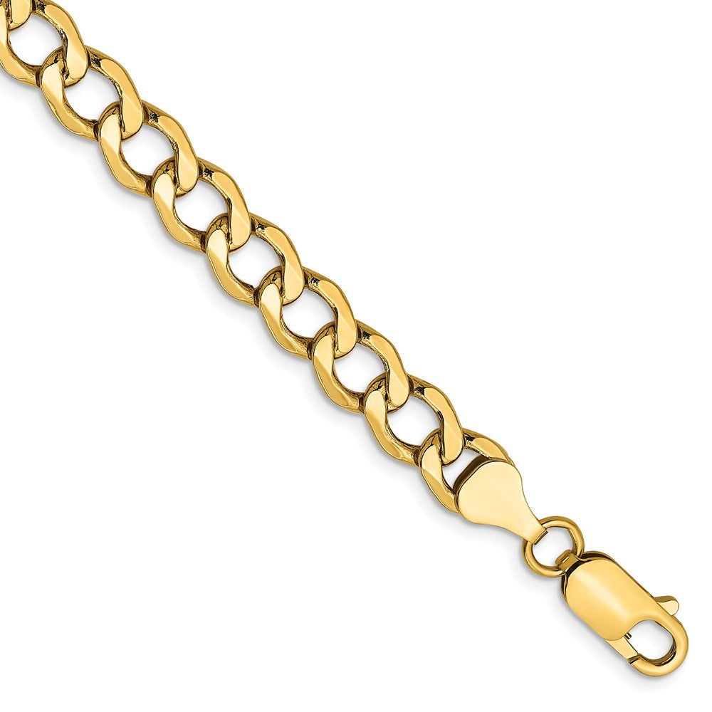 Men&#39;s 6.5mm, 14k Yellow Gold, Hollow Curb Link Chain Bracelet, Item C8221-B by The Black Bow Jewelry Co.