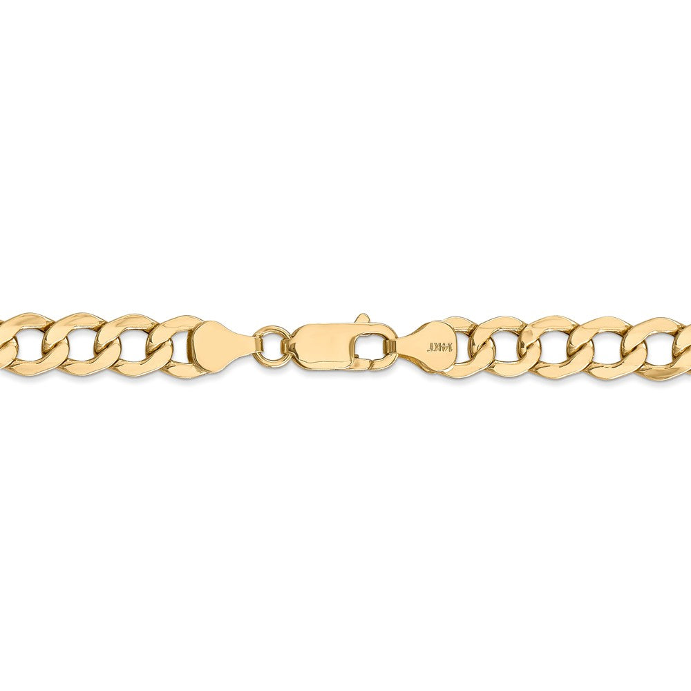 Alternate view of the Men&#39;s 7mm, 14k Yellow Gold, Hollow Curb Link Chain Bracelet by The Black Bow Jewelry Co.