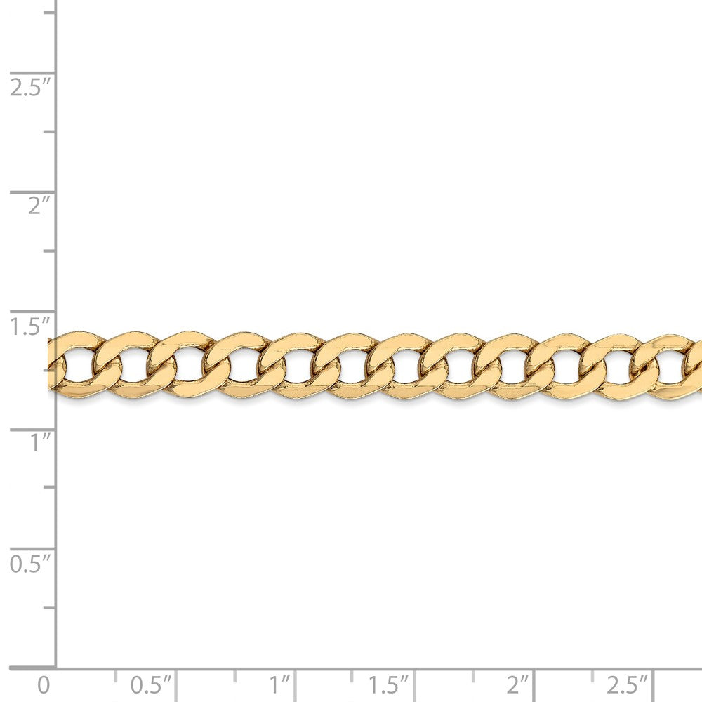 Alternate view of the Men&#39;s 7mm, 14k Yellow Gold, Hollow Curb Link Chain Bracelet by The Black Bow Jewelry Co.