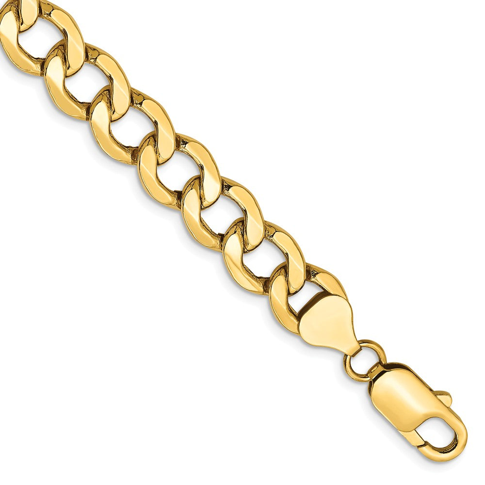 Men&#39;s 8mm, 14k Yellow Gold, Hollow Curb Link Chain Bracelet, Item C8223-B by The Black Bow Jewelry Co.