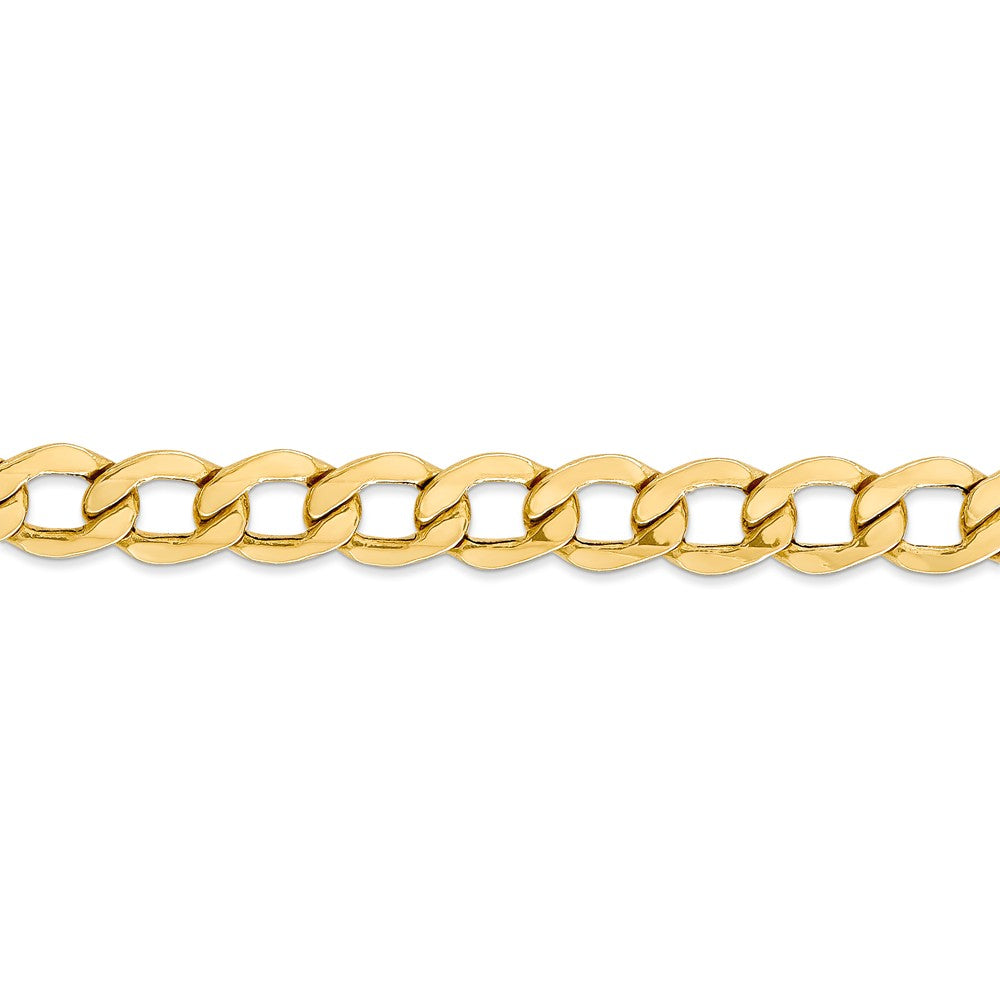 Alternate view of the Men&#39;s 8mm, 14k Yellow Gold, Hollow Curb Link Chain Bracelet by The Black Bow Jewelry Co.