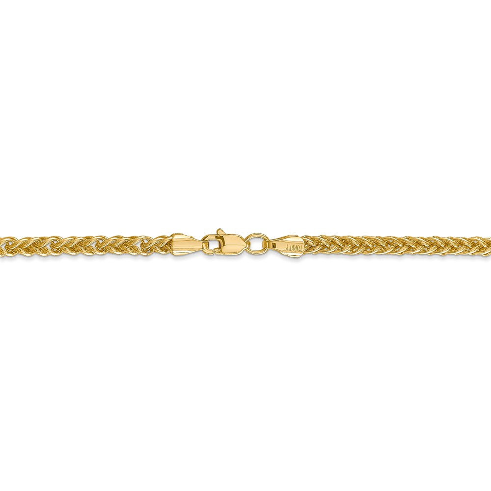 Alternate view of the 2.6mm, 14k Yellow Gold, Hollow Wheat Chain Necklace by The Black Bow Jewelry Co.