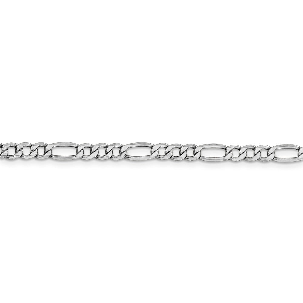 Alternate view of the 4.5mm, 14k White Gold, Hollow Figaro Chain Bracelet by The Black Bow Jewelry Co.