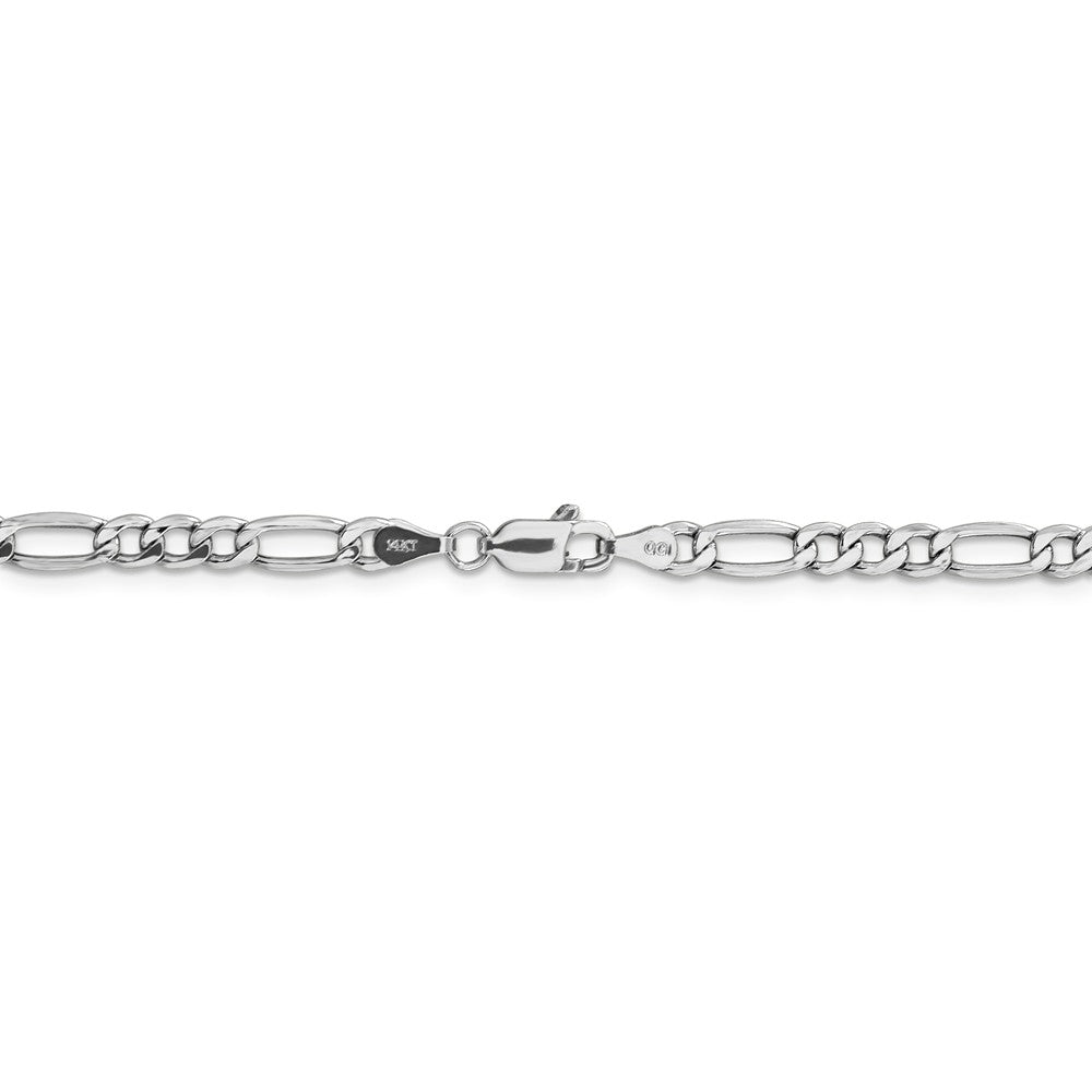 Alternate view of the 4.5mm, 14k White Gold, Hollow Figaro Chain Bracelet by The Black Bow Jewelry Co.