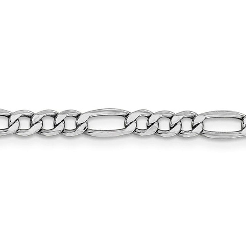 Alternate view of the 4.5mm, 14K White Gold, Hollow Figaro Chain Necklace by The Black Bow Jewelry Co.