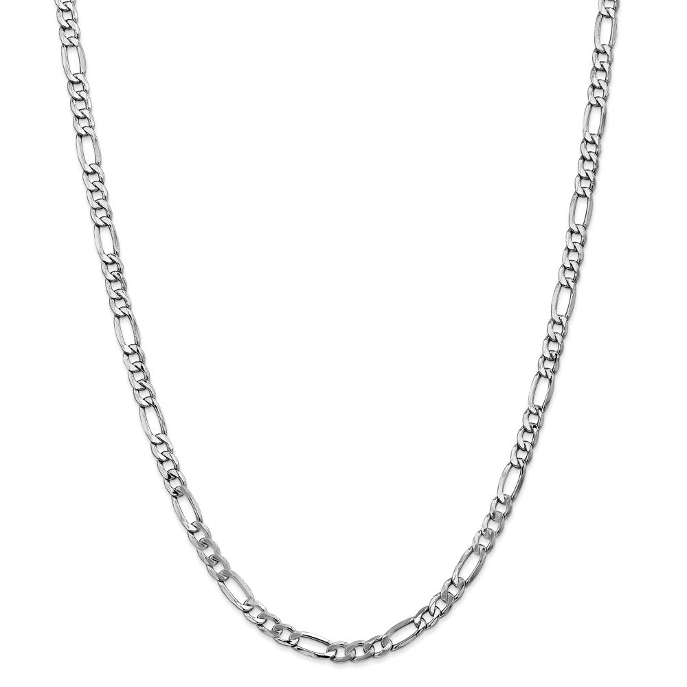 Alternate view of the 5.35mm, 14k White Gold, Hollow Figaro Chain Necklace by The Black Bow Jewelry Co.