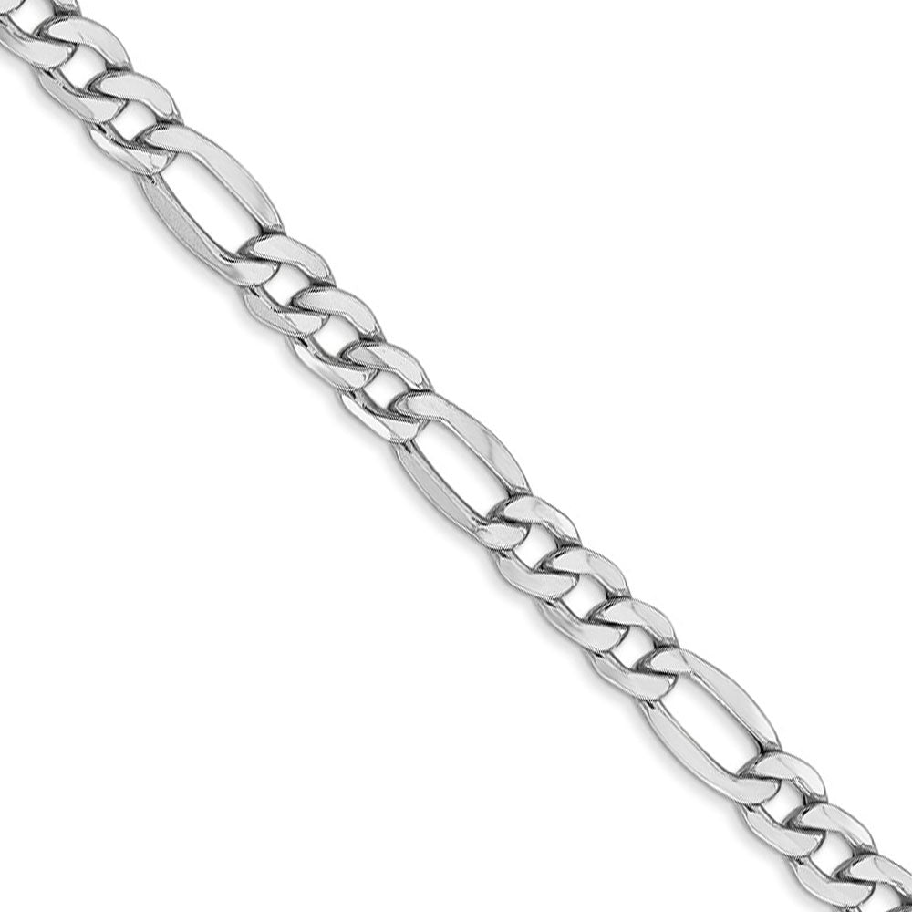 5.35mm, 14k White Gold, Hollow Figaro Chain Necklace