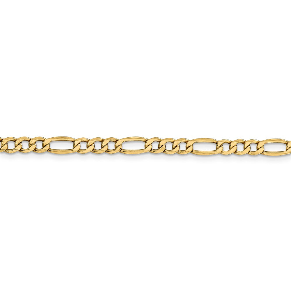 Alternate view of the 4.75mm, 14k Yellow Gold, Hollow Figaro Chain Bracelet by The Black Bow Jewelry Co.