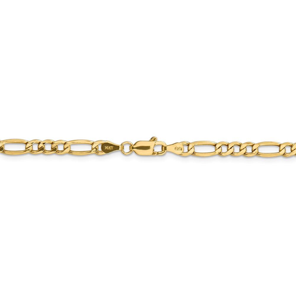 Alternate view of the 4.75mm, 14k Yellow Gold, Hollow Figaro Chain Bracelet by The Black Bow Jewelry Co.