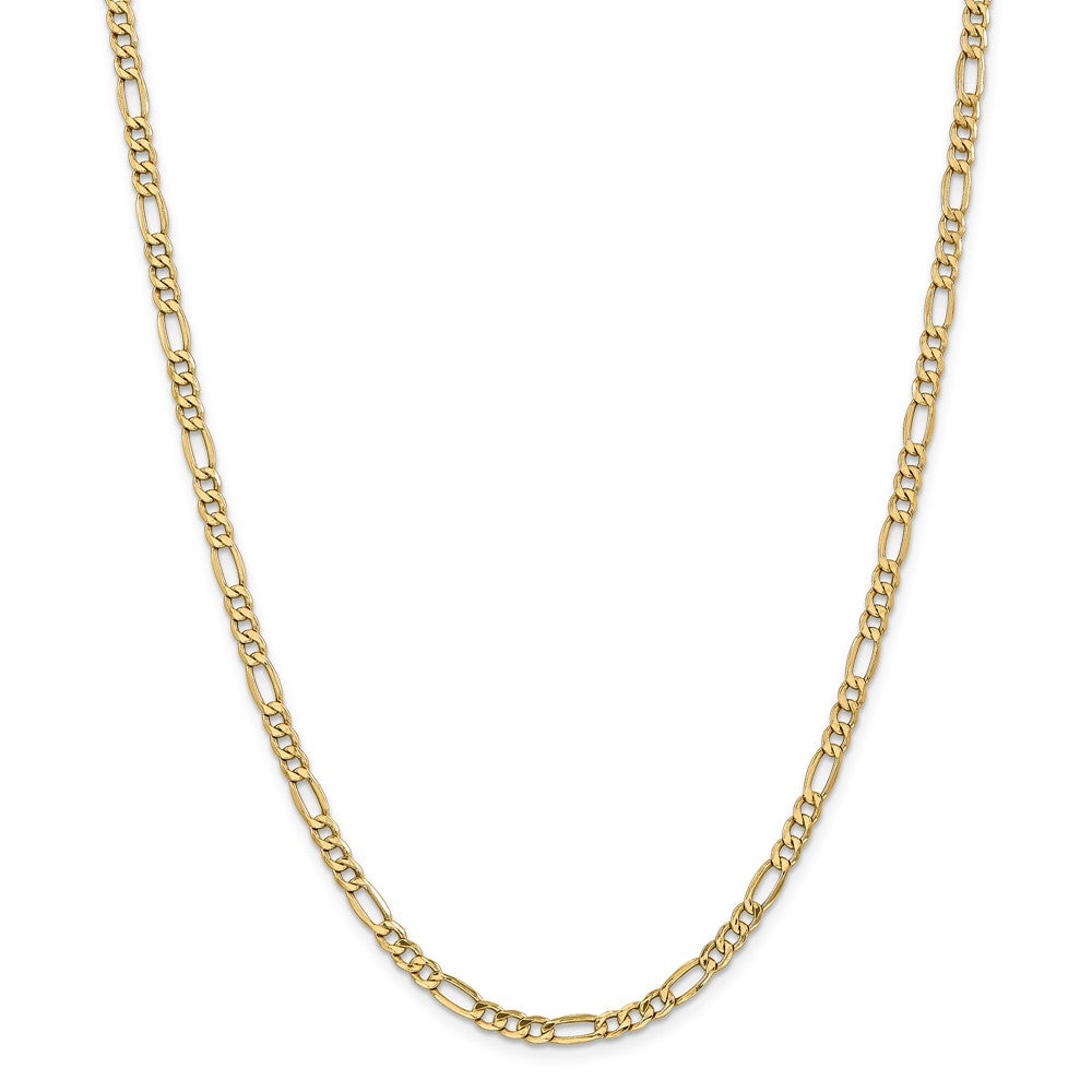 Alternate view of the 4.75mm, 14k Yellow Gold, Hollow Figaro Chain Necklace by The Black Bow Jewelry Co.