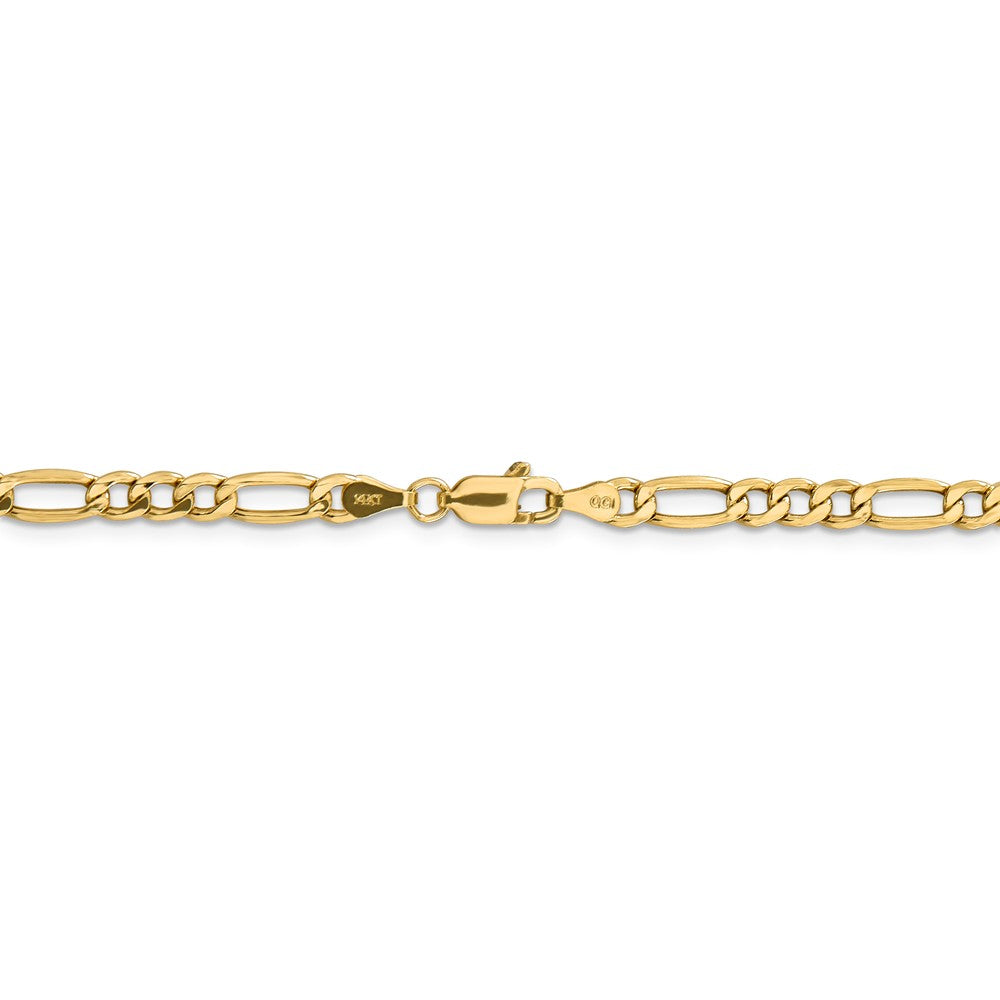 Alternate view of the 4.75mm, 14k Yellow Gold, Hollow Figaro Chain Necklace by The Black Bow Jewelry Co.