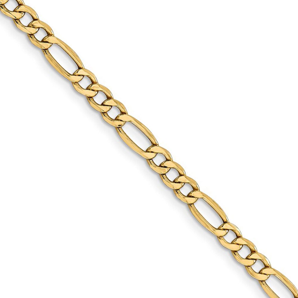 4.75mm, 14k Yellow Gold, Hollow Figaro Chain Necklace