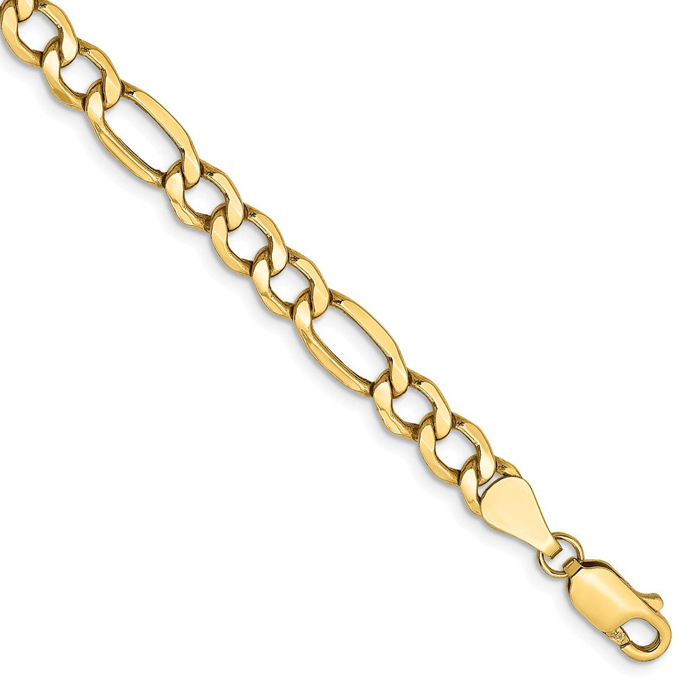 Men&#39;s 5.75mm, 14k Yellow Gold, Hollow Figaro Chain Bracelet