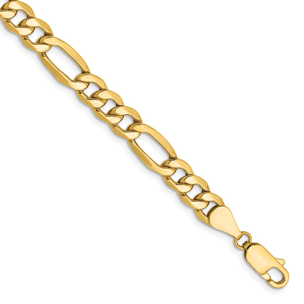 Men&#39;s 6.25mm, 14k Yellow Gold, Hollow Figaro Chain Bracelet, Item C8240-B by The Black Bow Jewelry Co.