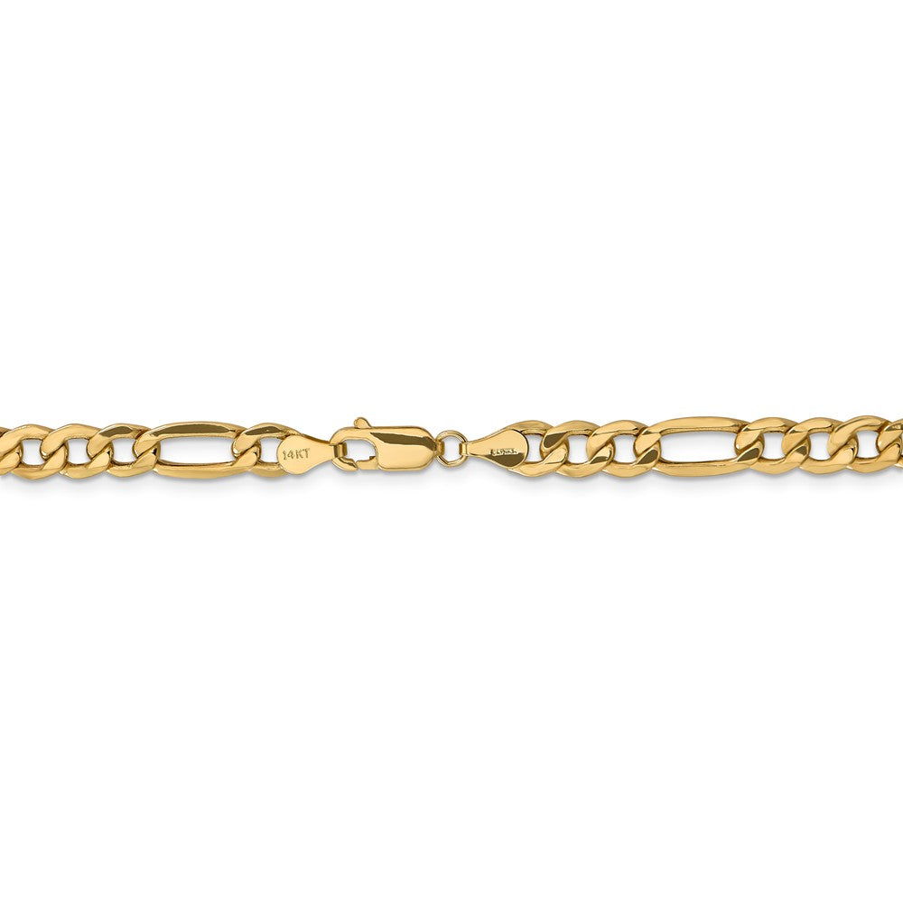 Alternate view of the Men&#39;s 6.25mm, 14k Yellow Gold, Hollow Figaro Chain Bracelet by The Black Bow Jewelry Co.