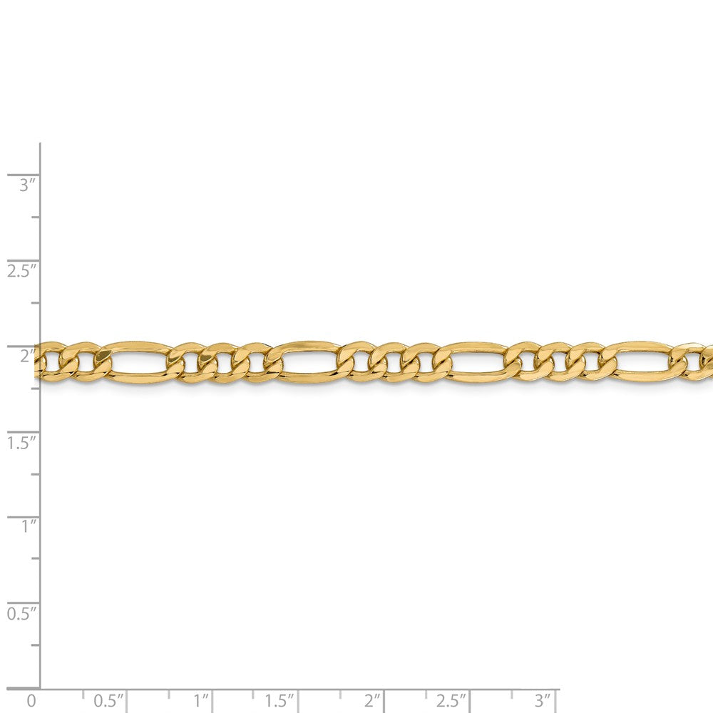 Alternate view of the Men&#39;s 6.25mm, 14k Yellow Gold, Hollow Figaro Chain Bracelet by The Black Bow Jewelry Co.