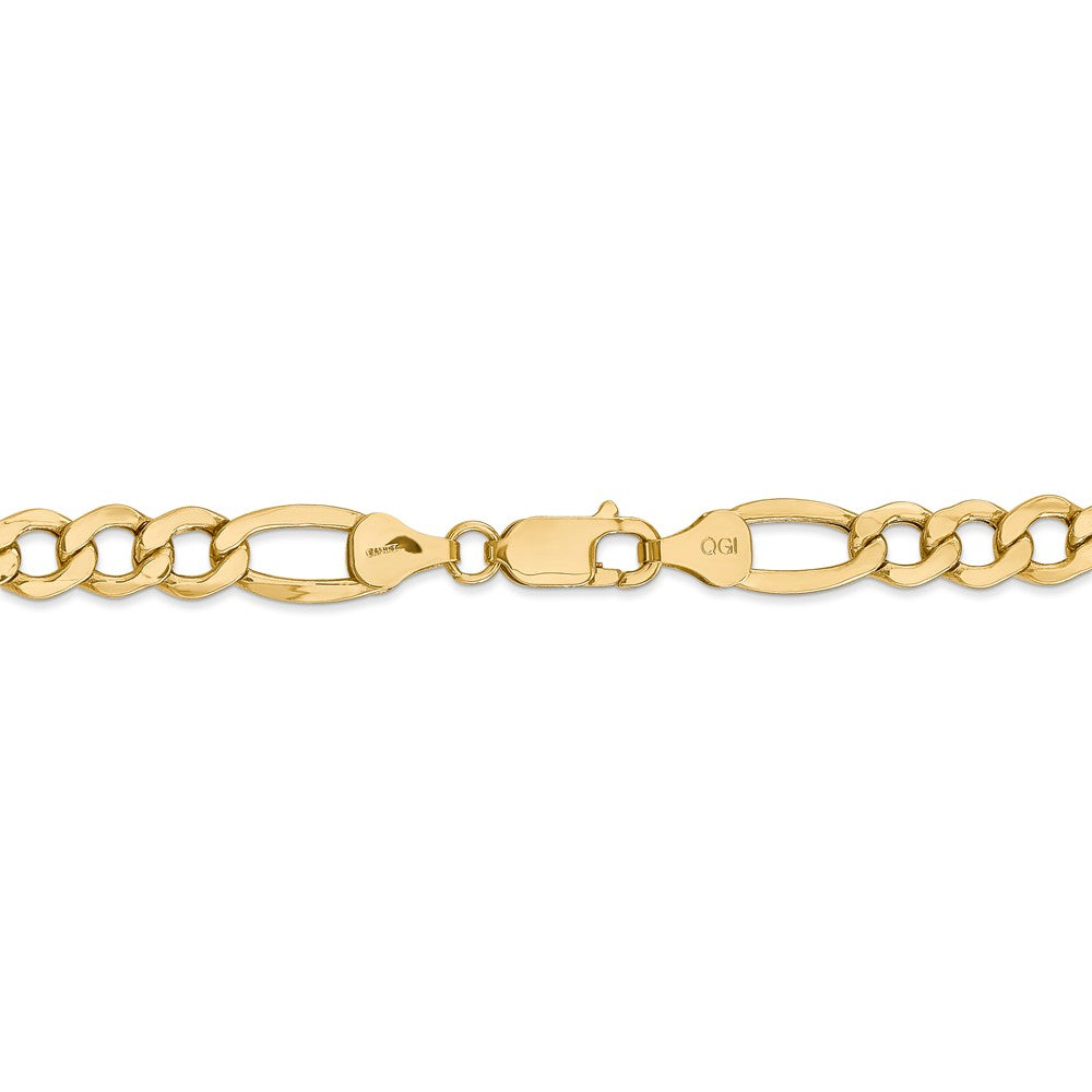 Alternate view of the Men&#39;s 7.3mm, 14k Yellow Gold, Hollow Figaro Chain Necklace by The Black Bow Jewelry Co.