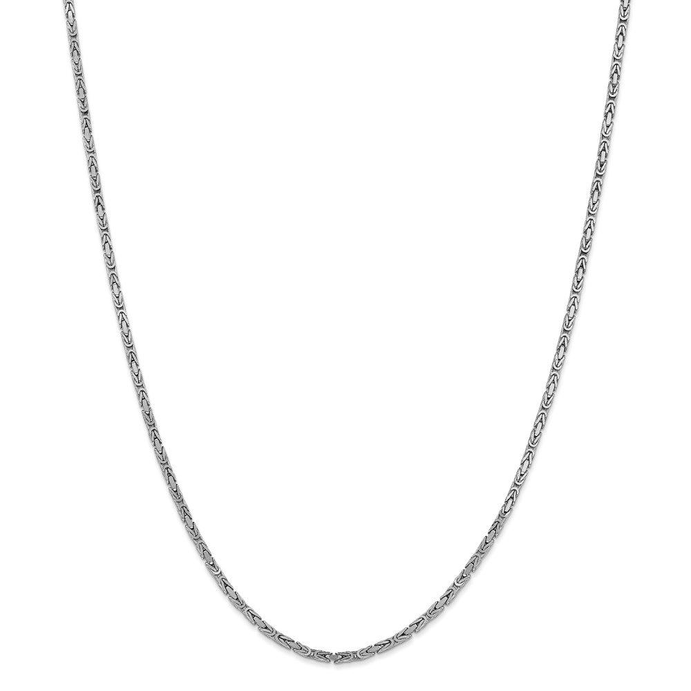 Alternate view of the 2mm, 14k White Gold, Solid Byzantine Chain Necklace by The Black Bow Jewelry Co.