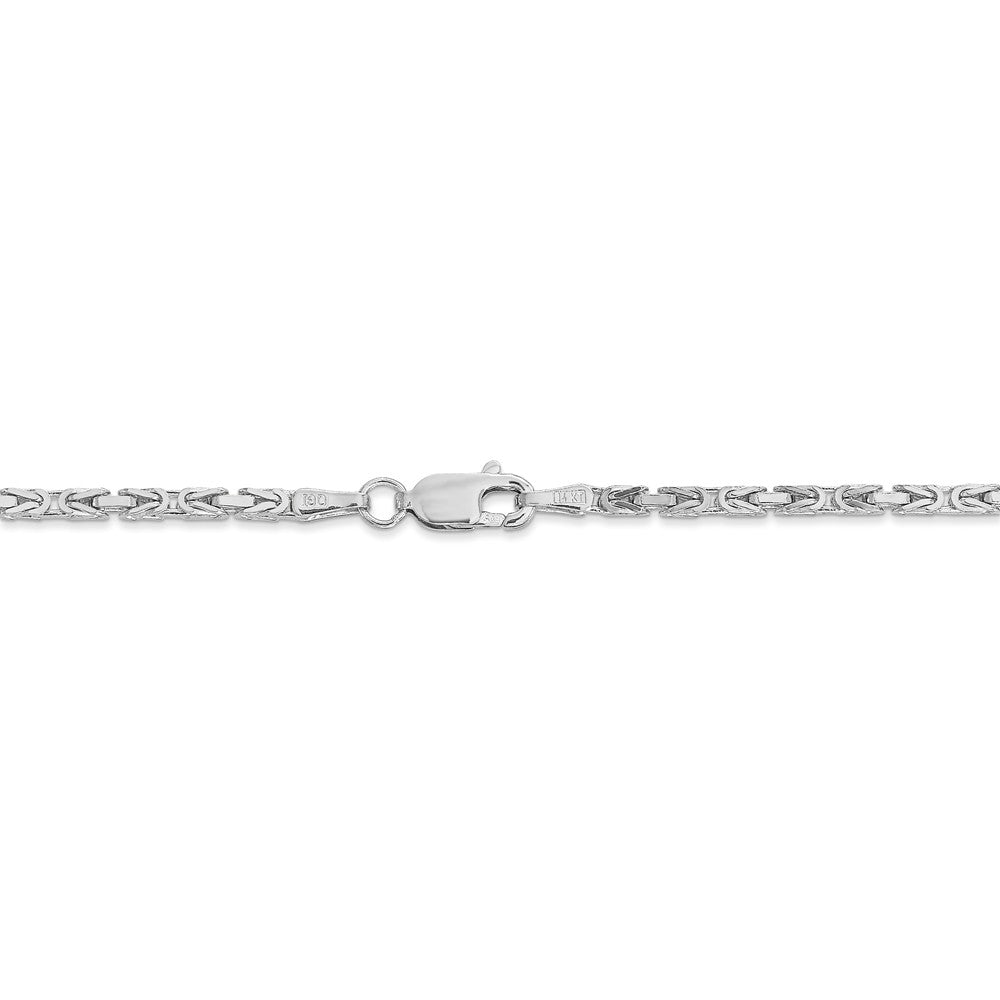 Alternate view of the 2mm, 14k White Gold, Solid Byzantine Chain Necklace by The Black Bow Jewelry Co.