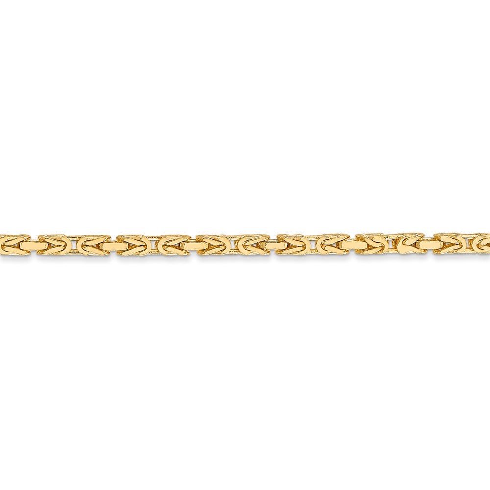 Alternate view of the 2mm, 14k Yellow Gold, Solid Byzantine Chain Bracelet, 7 Inch by The Black Bow Jewelry Co.