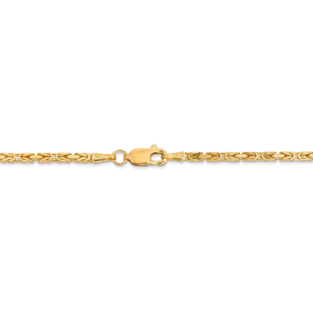 Alternate view of the 2mm, 14k Yellow Gold, Solid Byzantine Chain Bracelet, 7 Inch by The Black Bow Jewelry Co.