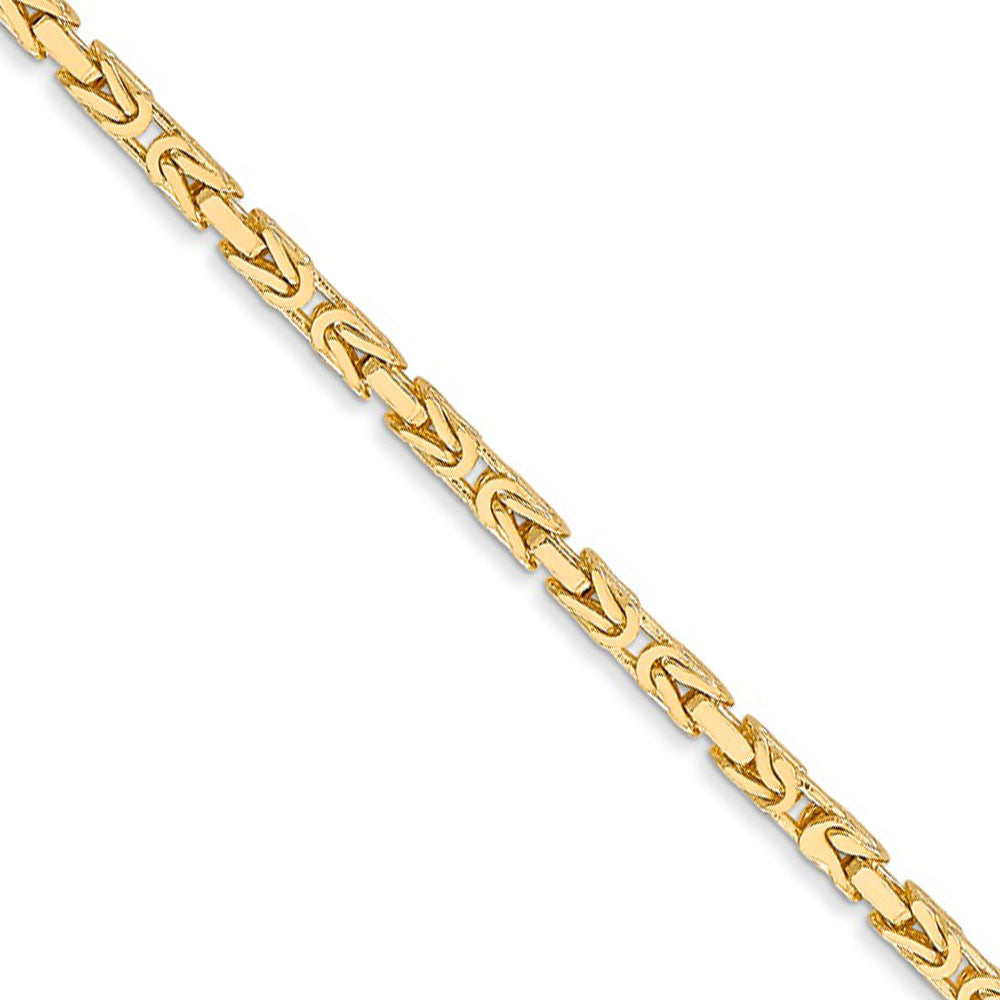 2mm, 14k Yellow Gold, Solid Byzantine Chain Necklace